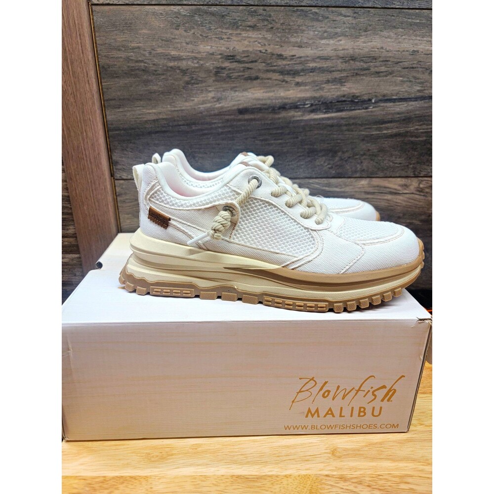 Blowfish Malibu Leotina Women's White/Beige Canvas Lace Up Low Top Sneakers